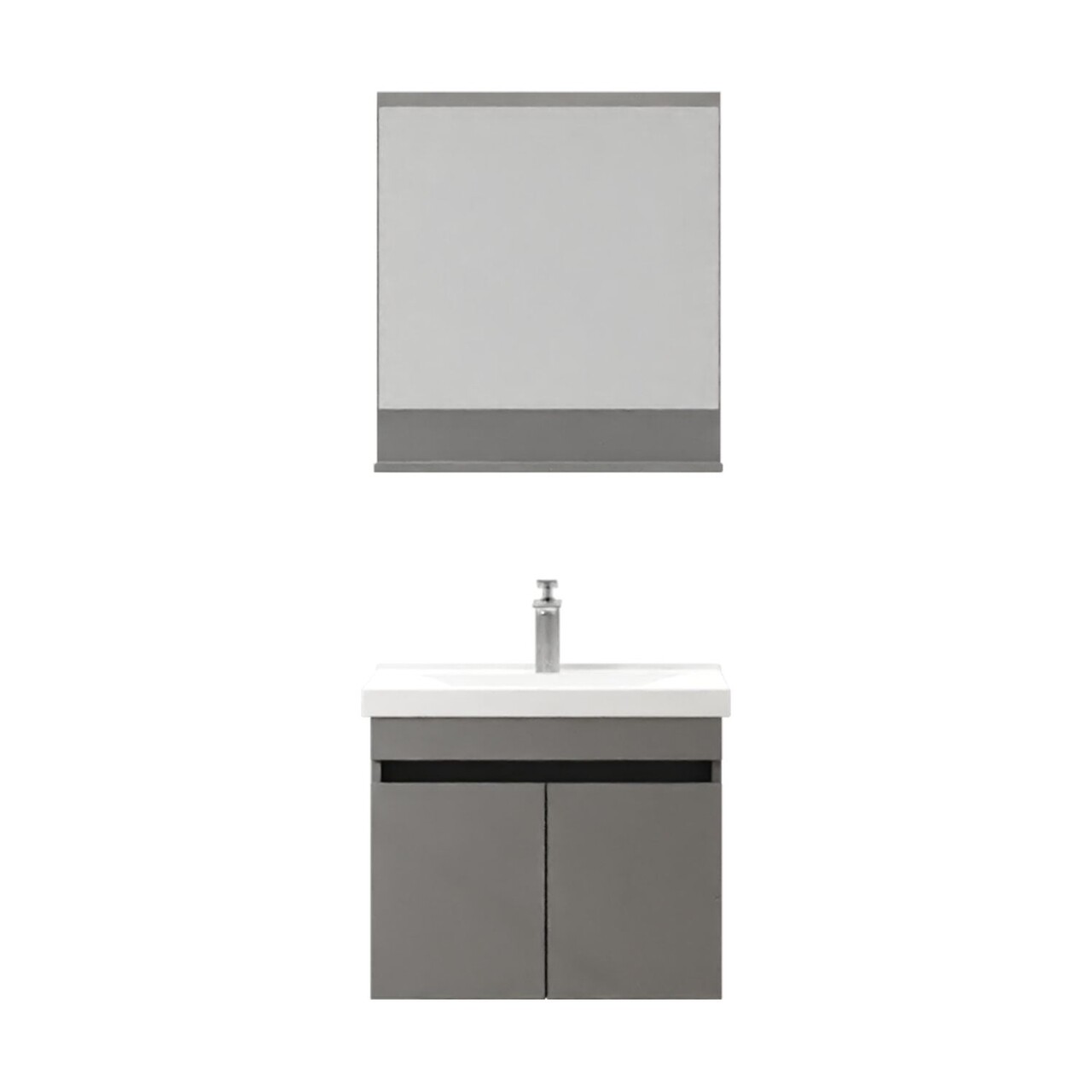 Set mobilier de baie (2 piese), Hanah Home, Pace 65, Gri Mat - view 5