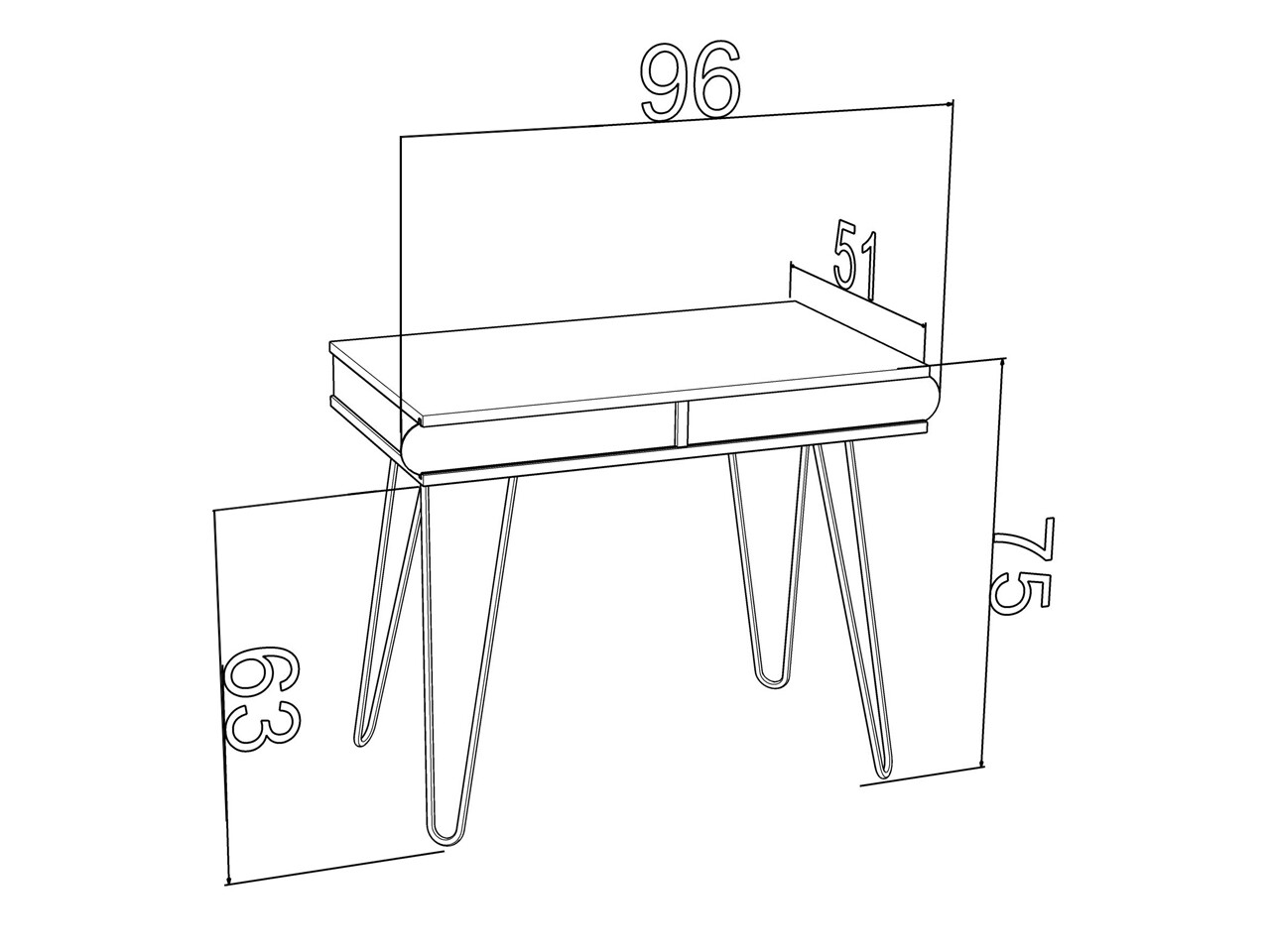 Birou Mingitav Illia No.2, 96 X 51 X 75 Cm, PAL/metal, Alb