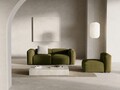 Canapea 2 locuri, Bergamo, Cosmopolitan Design, 224x108x70 cm, catifea chenille raiata, verde