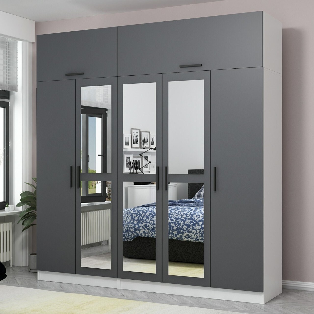 Dulap pentru haine, Minerva, Kale, 225x235x52 cm, PAL, Antracit - 1 | YEO