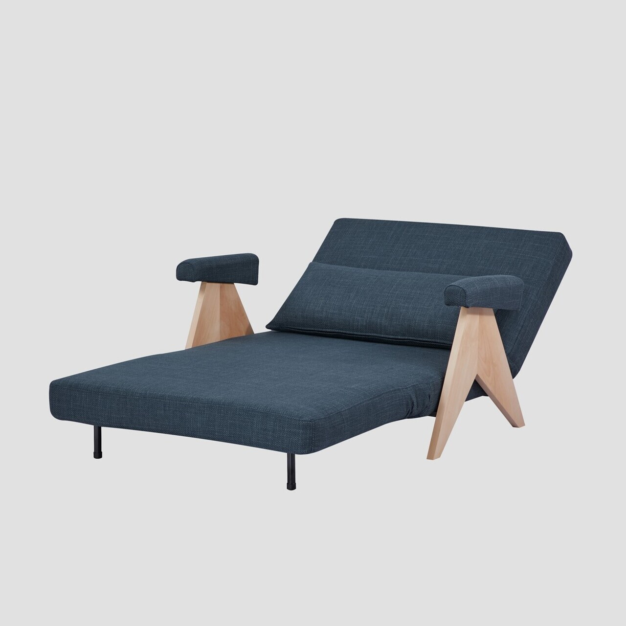 Canapea extensibila 1 loc Calore, Homla, 117x90x82 cm, lemn/poliester, albastru inchis - view 5