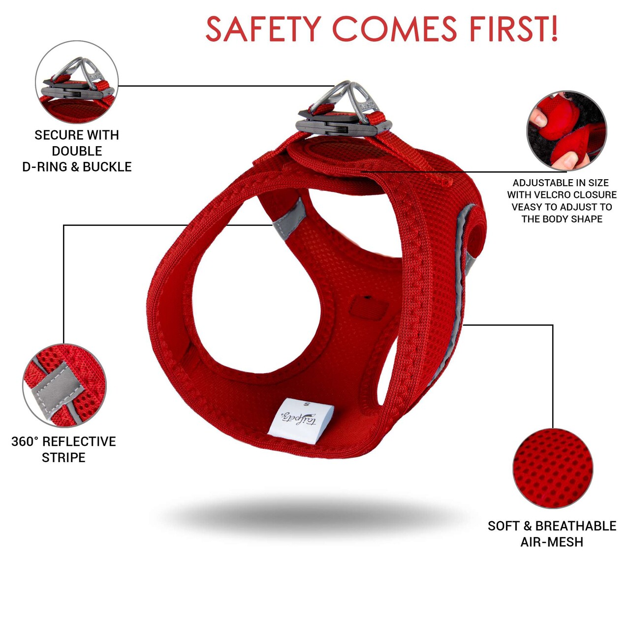 Ham pentru câini, Paws &amp; Whiskers, Air-Mesh, Poliester, Rosu - imagine 10