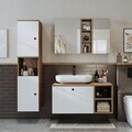 Set Dulap de Baie cu Chiuvetă și Oglindă (3 Piese), Hanah Home, 2521, MDF, Pin Atlantic / Alb