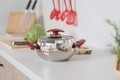 Oala cu capac Vista Red, Banquet, 22x13 cm, 5 L, inox/sticla