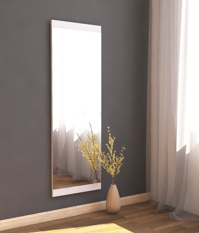 Oglinda decorativa, Siam, Azus, 40x120x2.2 cm, MDF , Alb