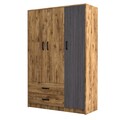 Dulap pentru haine, Mezza, Grande 3502, 120 x 181.8 x 48 cm, pal melaminat, nuc/gri