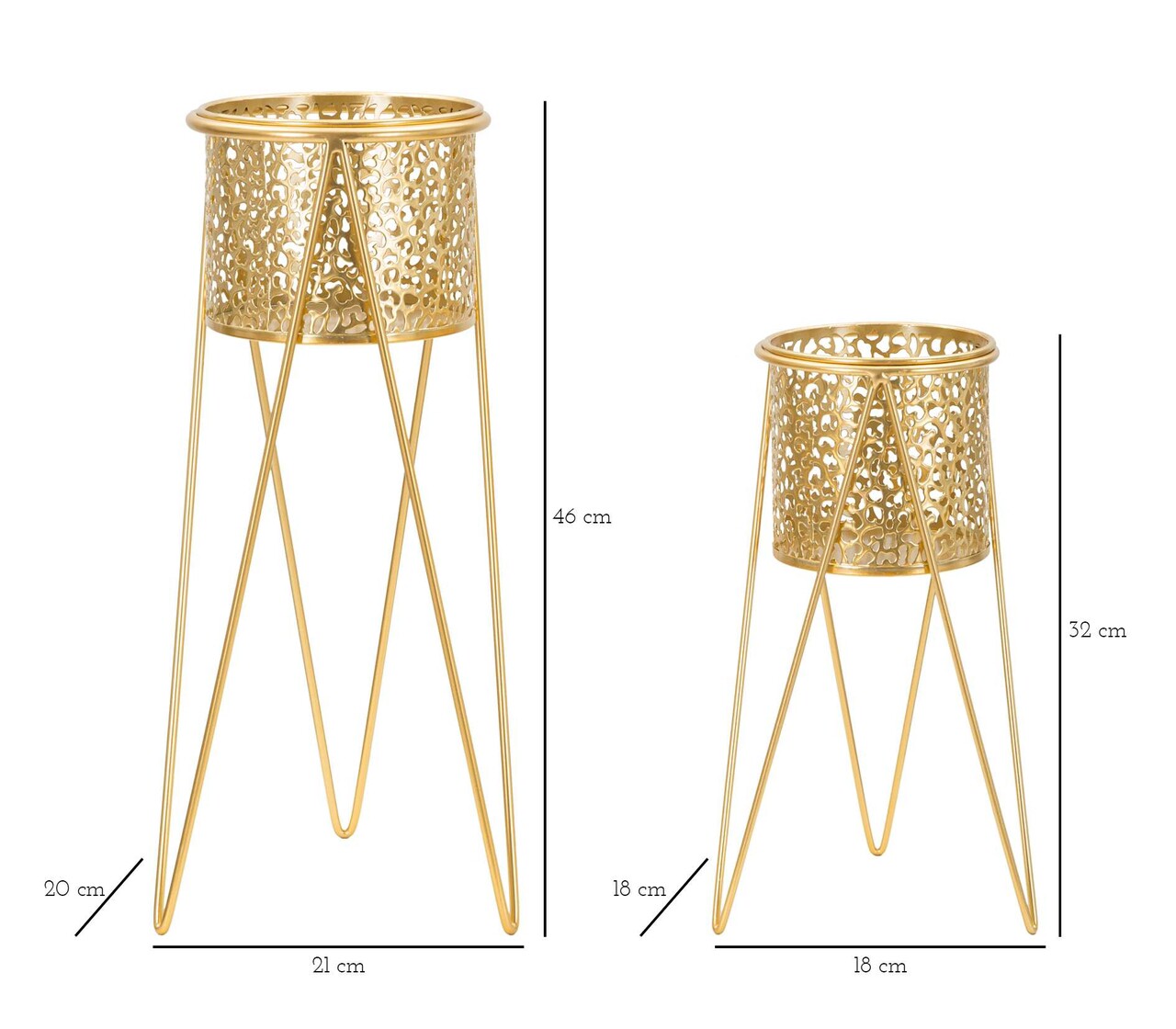 Set 2 suporturi ghivece Glod, Mauro Ferretti, 21x20x46 cm, fier, auriu - 1 | YEO