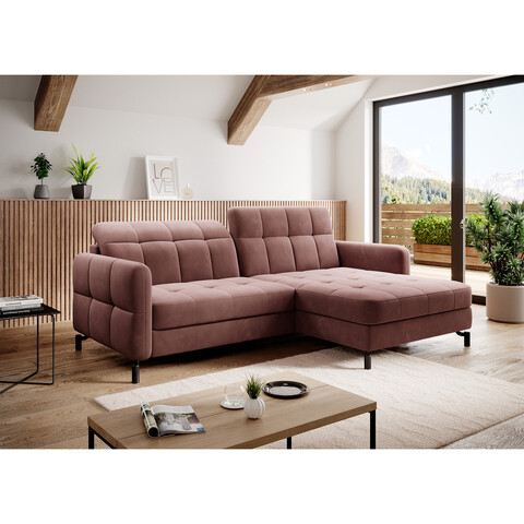 Coltar extensibil dreapta 3 locuri ELTAP, Lore-87, Lorelle, 225x160x105 cm, lemn/poliester, roz