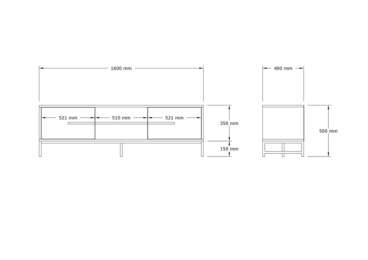 Comoda TV, Hanah Home, Mono, 160x50x40 cm, Maro - imagine 6