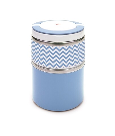 Caserola termica dubla Lunchbox, Iris Barcelona, 900 ml, pereti dubli, inox/polipropilena, albastru