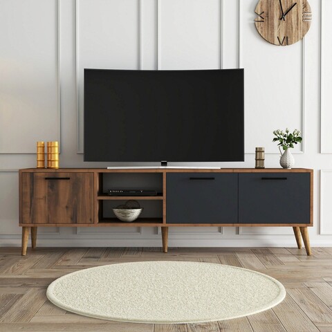Comoda tv, mezza, exxen, 180x53x35 cm, antracit de nuc