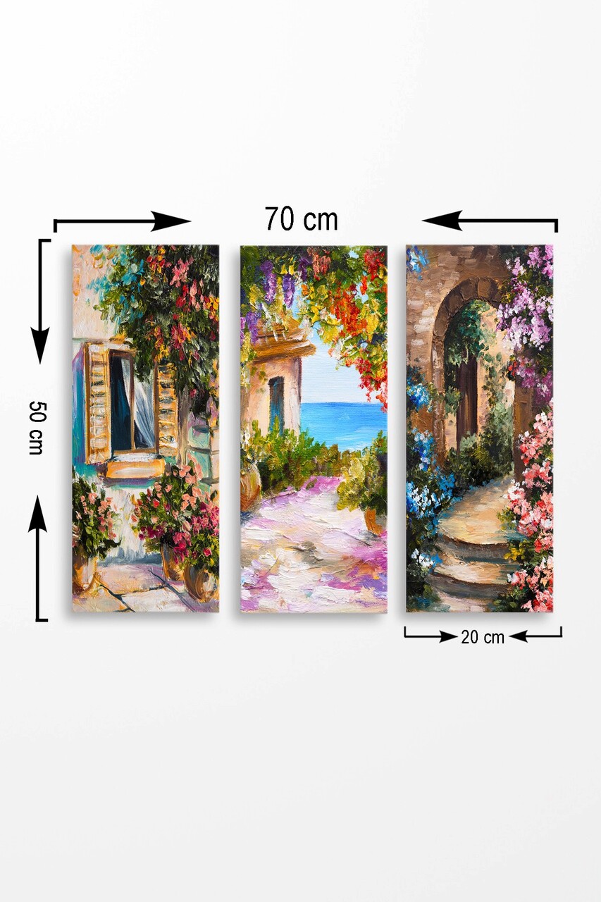 Set 3 tablouri decorative, MDF0026, 20 x 50 cm, 3 piese, Multicolor - view 2