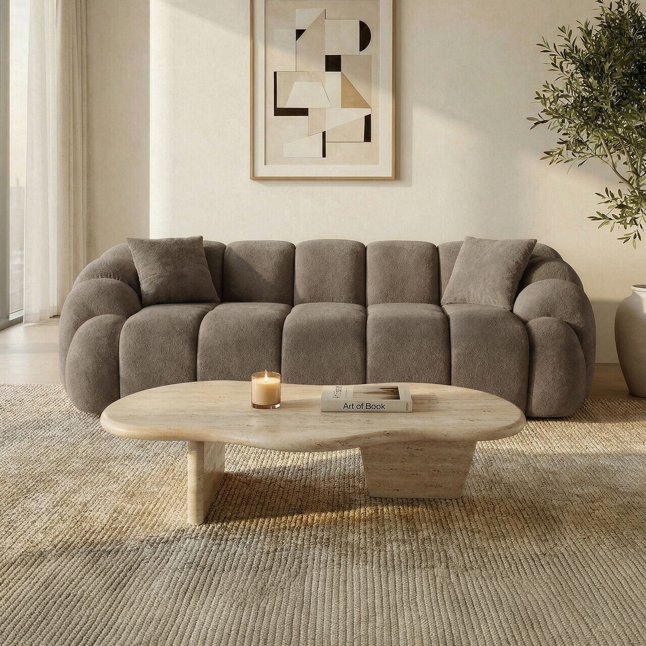 Canapea 3 locuri, Atelier del Sofa, 752EST1130, Lemn de carpen/PAL melaminat, Maro