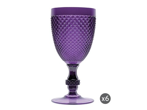 Set 6 pahare cu picior, Diamond, Excelsa, 390 ml, plastic, mov