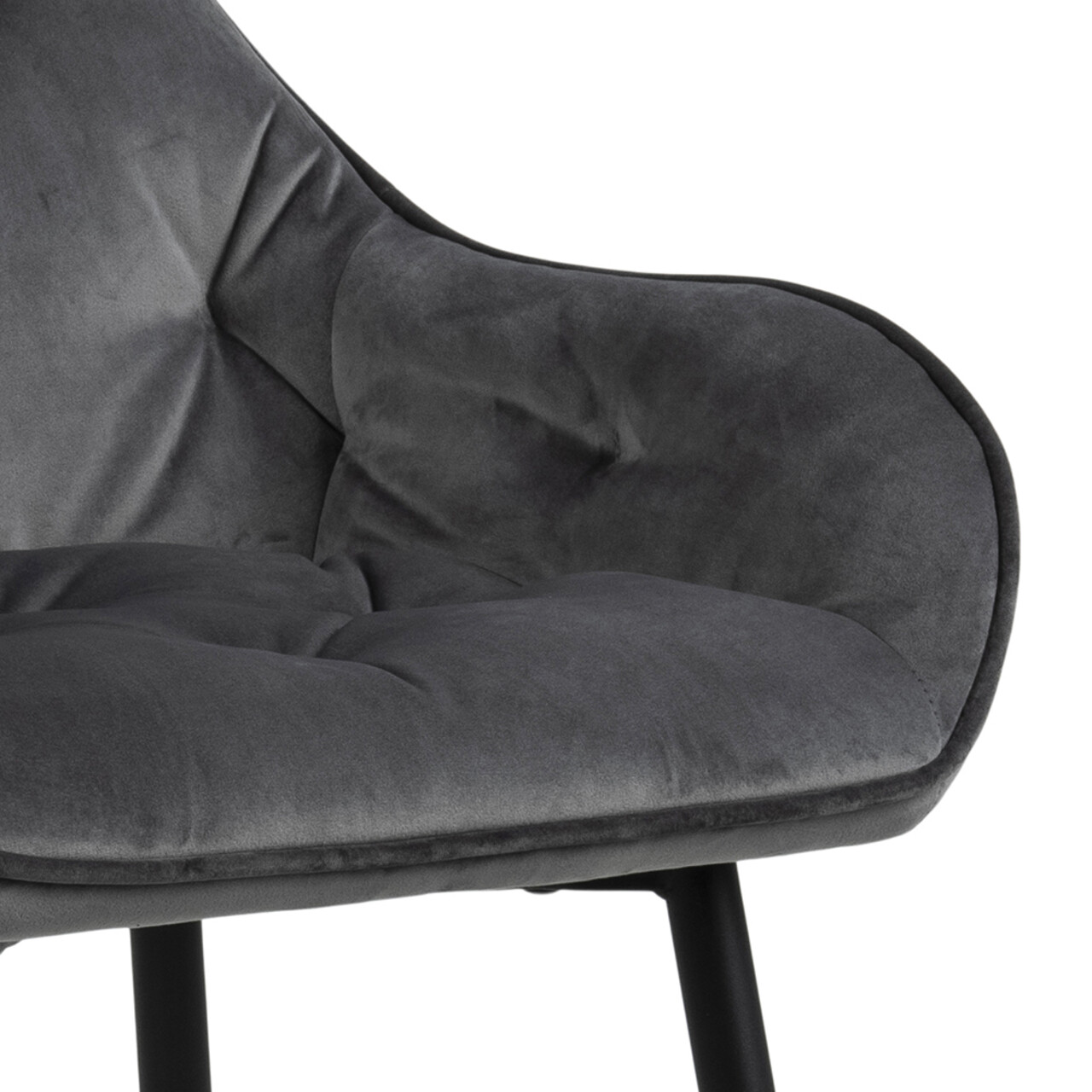Scaun de bar Brooke, Actona, 52x53x104 cm, catifea/otel, gri inchis - view 3