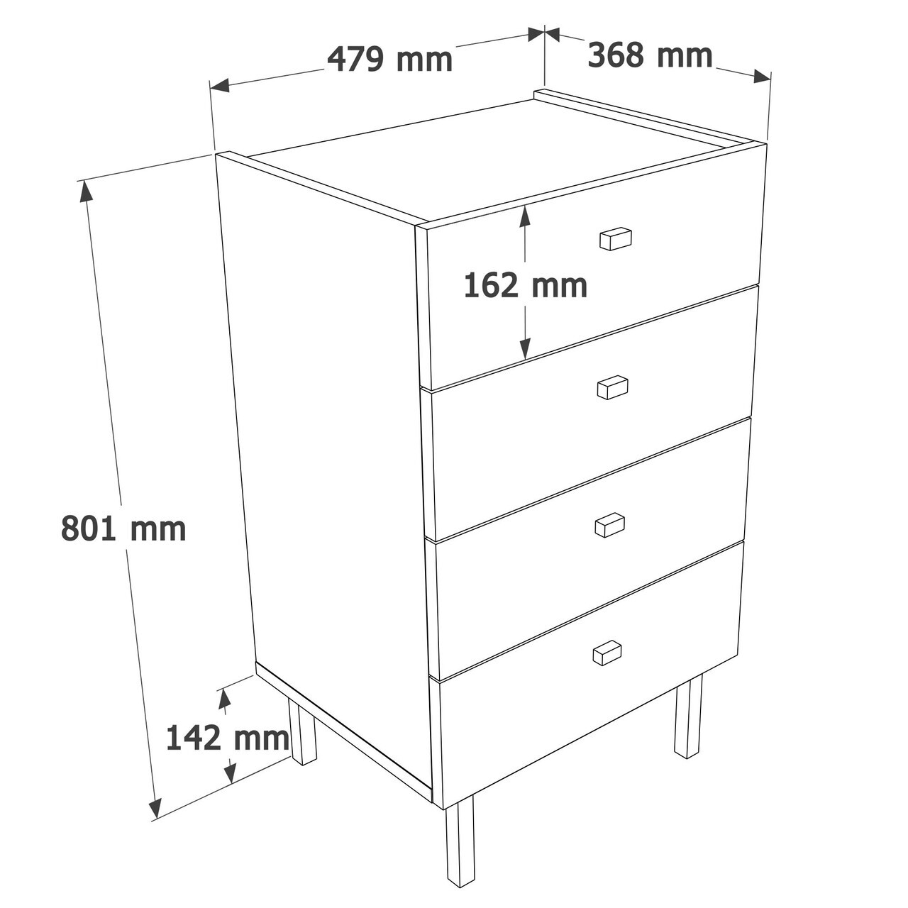 Dulap, Hanah Home, Luke, 47.9x80.1x36.8 cm, PAL, Alb — imaginea 6