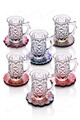 Set 6 cesti de ceai MRT-SET-13, Rowe, 6x9 cm, sticla cristal