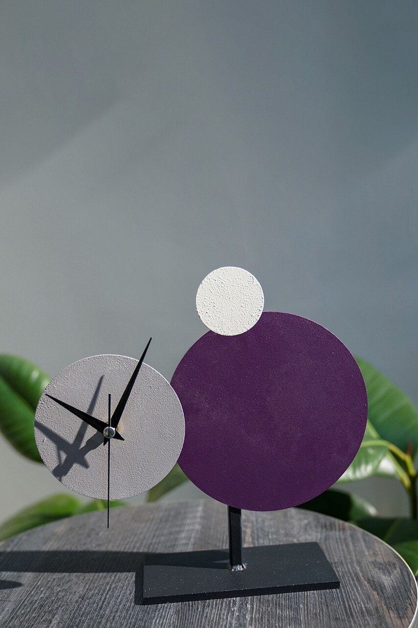 Ceas de masa MYK2117-1 26x25 cm Mov / Gri / Ecru