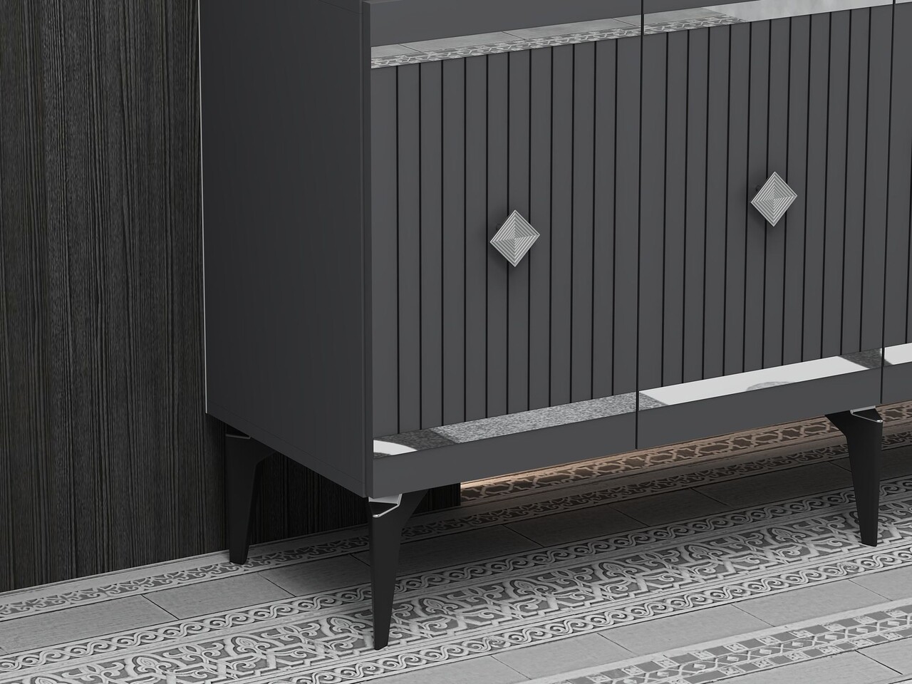 Consola, Hanah Home, Lenora, 150x79x40 cm, PAL , Antracit / Argintiu - view 4