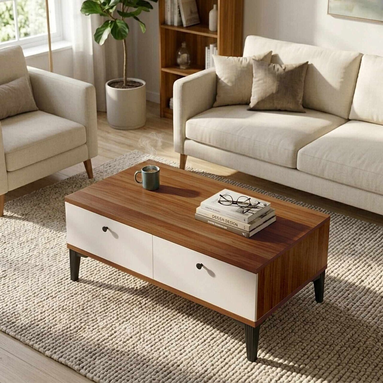 Masuta de cafea, Hanah Home, Vıs2-Cka, 90x38.6x60 cm, PAL, Maro — imaginea 2