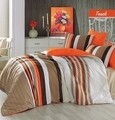 Lenjerie de pat dubla Touch, Majoli Home Collection, 4 piese, 200x220 cm, 100% bumbac ranforce, portocaliu