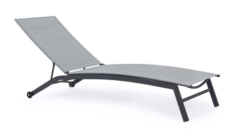 Sezlong nildas, bizzotto, 63 x 195 x 91 cm, otel/textilena 2x1, gri carbune
