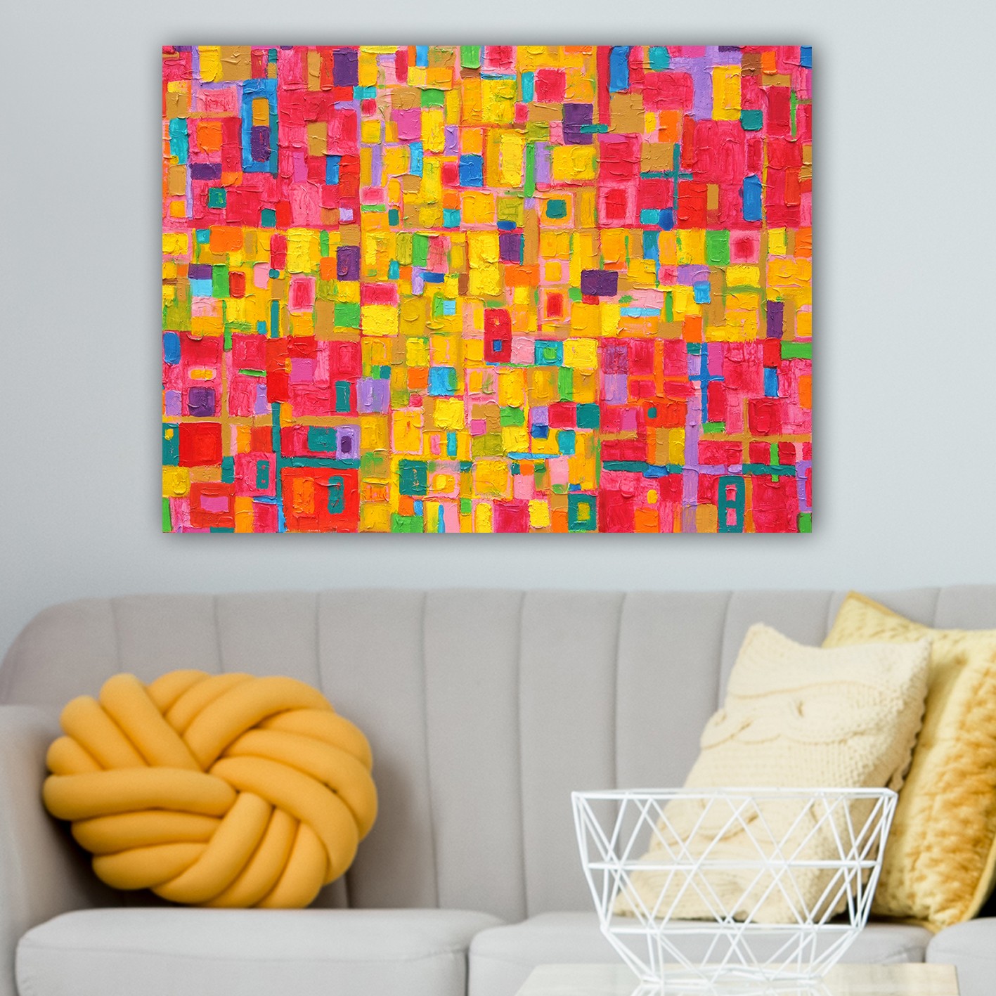 Tablou decorativ, 138411797_70100, Canvas, Rama din lemn (grosime 3 cm), Multicolor