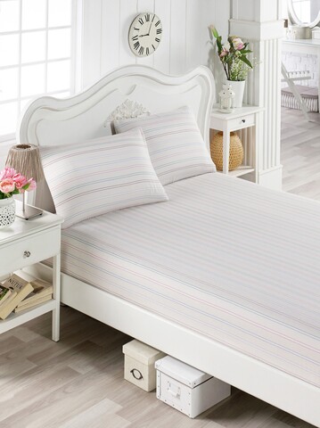 Set cearceaf si 2 fete de perna tunica, enlora home, 100x200 cm, amestec bumbac, crem