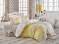 Lenjerie de pat dubla, 6 piese, 240x260 cm, 100% bumbac satinat, Hobby, Elsa, galben