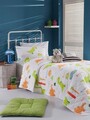 Set cuvertura Single 160x220 cm, 2 piese, Dinolar - White, Eponj Home, 65% bumbac/35% poliester