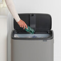 Cos de gunoi cu soft touch, Brabantia, Bo Touch Mineral, 60 L, 31.2x54.5x65.6 cm, otel, gri