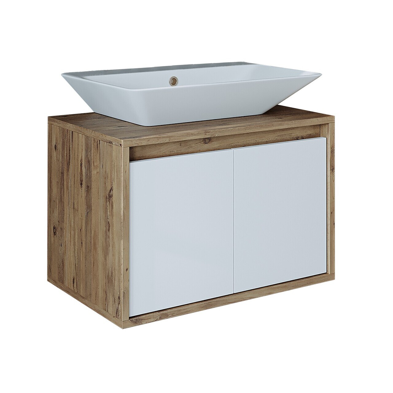 Dulap de baie cu chiuvetă, Hanah Home, 1750, 65x58x45 cm, MDF-LAM, Pin Atlantic / Alb Mat — imaginea 6