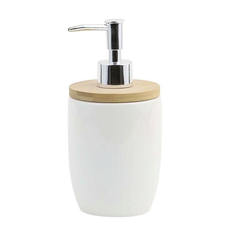 Dozator sapun lichid cu pompa Lavado, Jotta, 8.5x8.5x18 cm, ceramica, alb