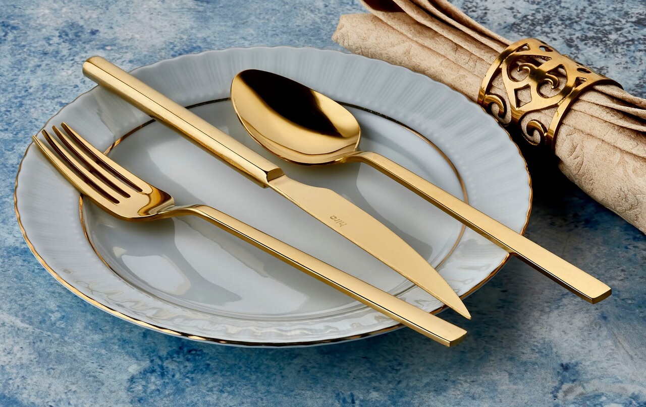 Set tacamuri, Hermia, 294HRO1143, Furculiță de masă: 21 x 2,5 cm (6 bucăți), Auriu - imagine 2