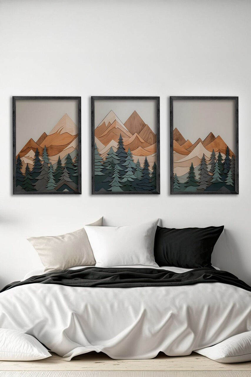 Set 3 tablouri decorative Ersy3Syhcrv56 MDF Multicolor