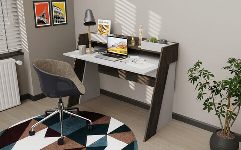 Birou, retricy, broklyn, 123.6x59.6x93.4 cm, pal, alb / wenge