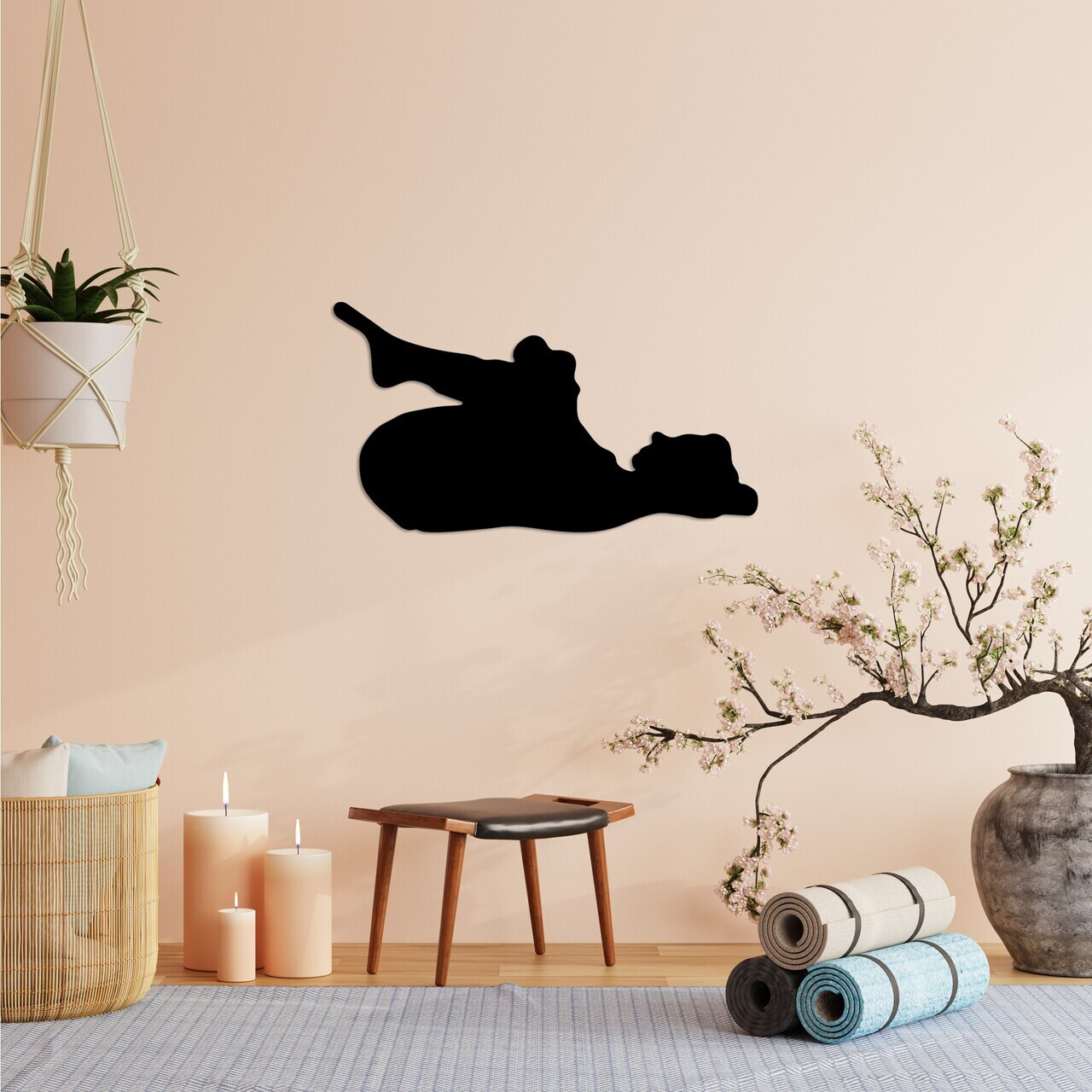 Decoratiune de perete, Yoga 8, Dimensiune: 60 x 33 cm, Negru — imaginea 3