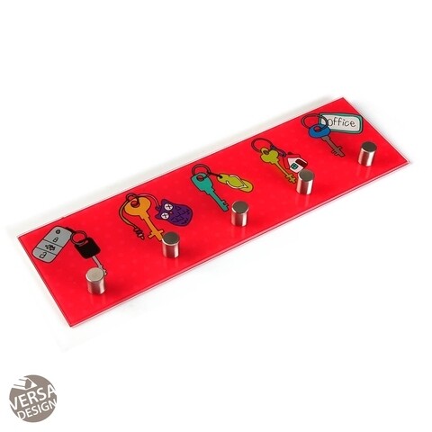 Cuier key pattern, versa, 40x3x12 cm, sticla, rosu