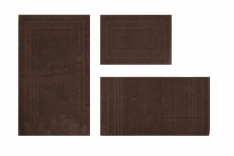 Set 3 covoare de baie, 100% bumbac, Hobby, Chequers Brown