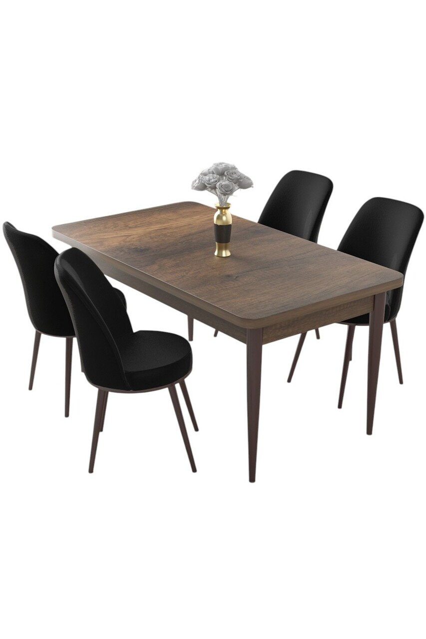 Set masă și scaune (5 bucăți), Hanah Home, Nil, Baroc / Negru - view 2