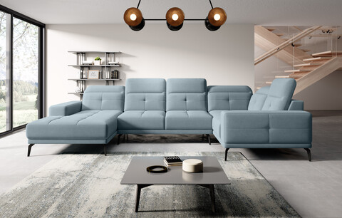 Coltar dreapta 6 locuri ELTAP, RT-100SAV, Neviro, 350x201x77 cm, lemn/poliester, albastru deschis