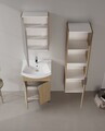 Set Dulap de Baie cu Chiuvetă și Oglindă (2 Piese), Hanah Home, Purus 55, Stejar