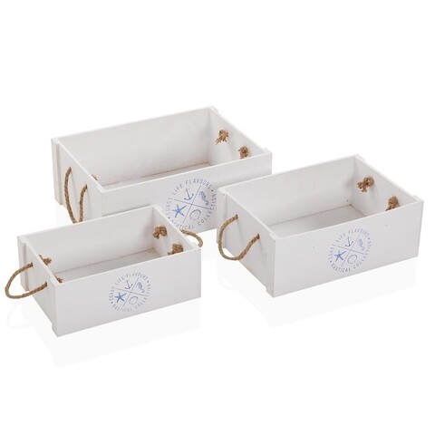 Set 3 cosuri de depozitare Nautical, Versa, 40x28x15 cm, lemn