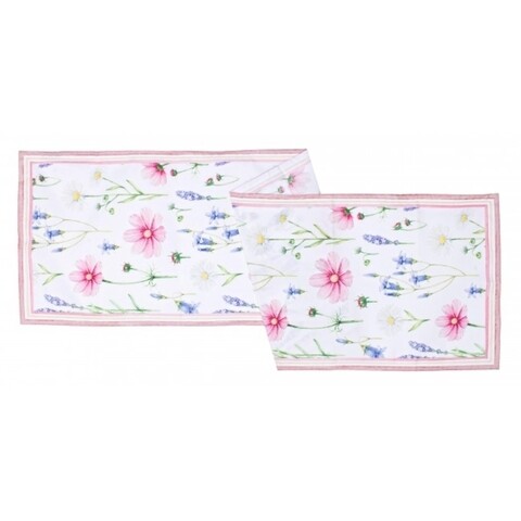 Traversa de masa, floral pink, bizzotto, poliester, 45x150 cm