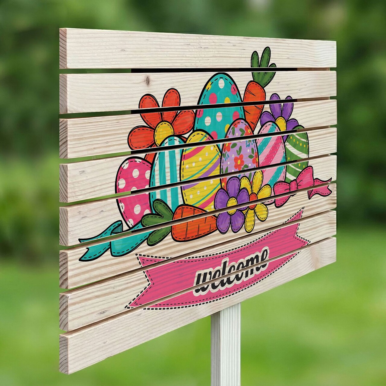 Semn de curte, Easter Garden Mix, 58x38 cm, Multicolor - imagine 2