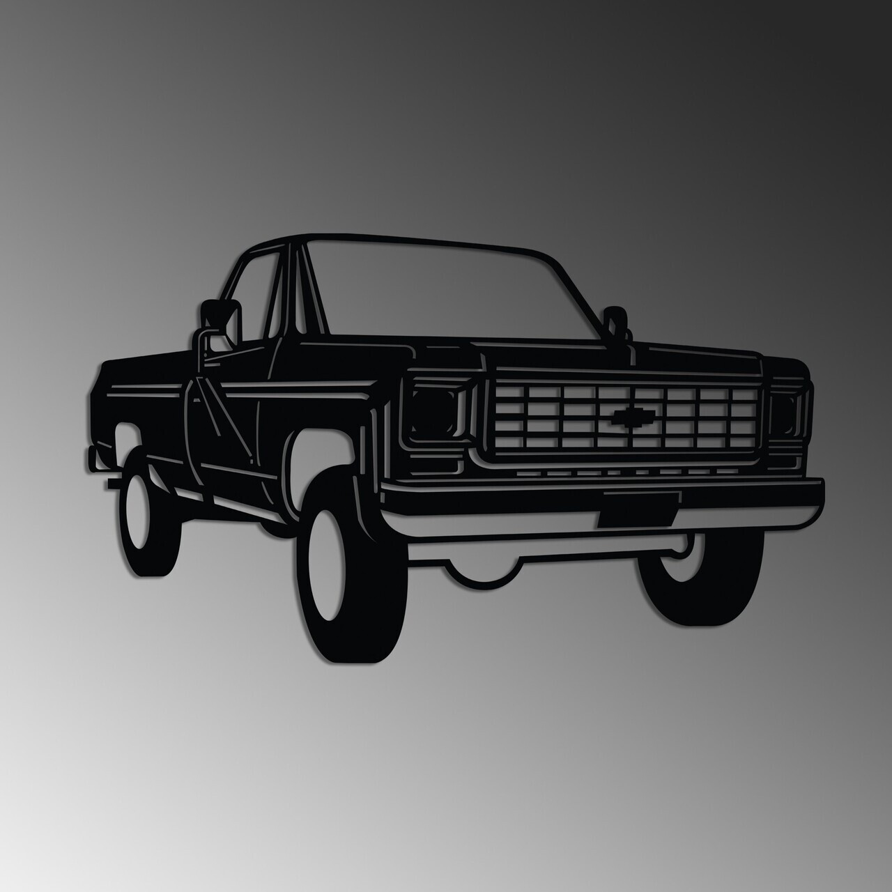 Decoratiune de perete, Chevy K20 Pickup Truck (1976), Dimensiune: 60 x 35 cm , Negru — imaginea 4