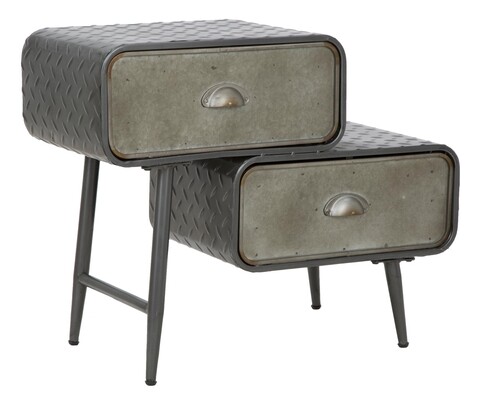 Comoda cu 2 sertare school, mauro ferretti, 63x29.5x52.5 cm, fier, gri