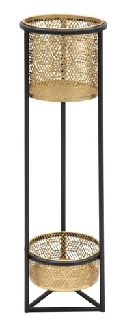 Suport pentru ghiveci Doppio Double, Mauro Ferretti, Ø23×80 cm, fier, negru/auriu Accesorii & Obiecte decorative gradina