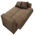 Canapea extensibila 2 locuri Vox, Pakoworld, 148x77x80 cm, catifea/lemn de plop, bej/mocha