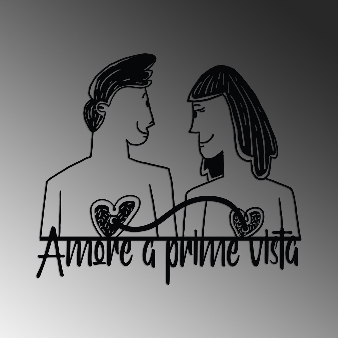 Decoratiune de perete, Amore Prima Vista 5, Dimensiuni: 56 x 49 cm, Negru — imaginea 5